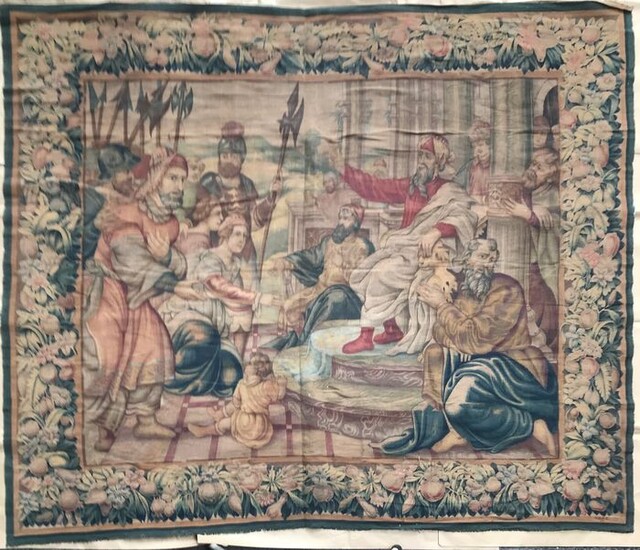 Tapestry, "Grass juice" technique - probably Liguria - Cotton - In Aubusson style, circa 1900
