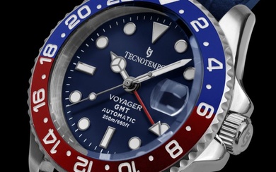 Tecnotempo - "NO RESERVE PRICE" - Automatic GMT 200M WR "Voyager" - Limited Edition - - TT.200VY.PRBL (Blue/Red/Leather strap) - Men - 2023