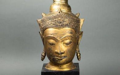 Thai gilt bronze Buddha head