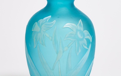 Thomas Webb & Sons Blue Cameo Glass Vase, c.1900