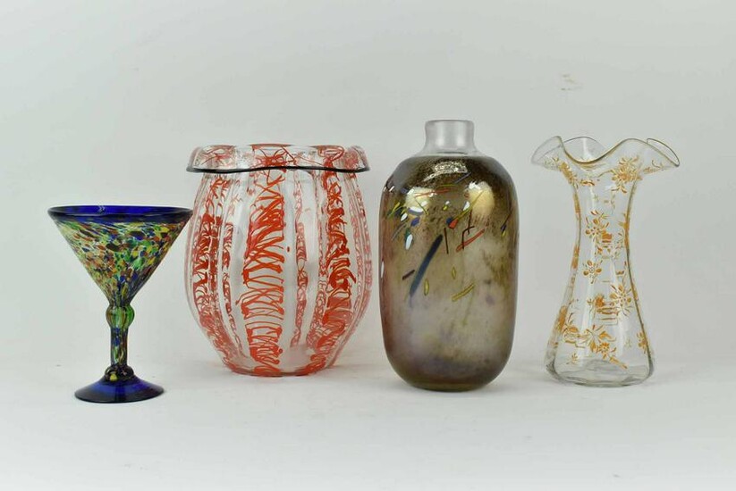 Three Assorted Art Glass Vases