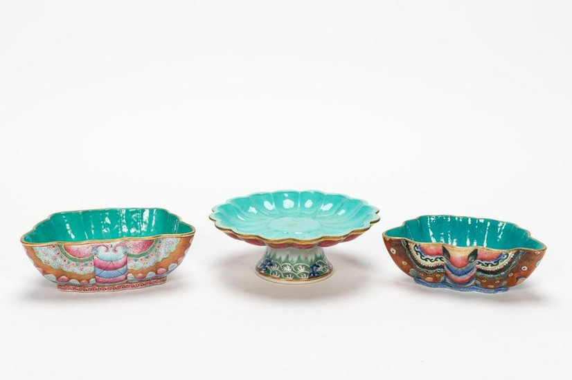 Three Chinese Enameled Porcelain Vessels, Moth