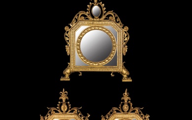Three mirrors in gilded wood, 18th century