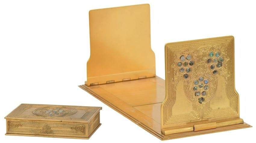 Tiffany Studios "Abalone" Adjustable Book Rack & Box