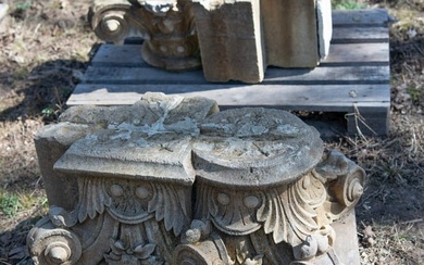 Two Pairs of 18th century Limestone Capitals