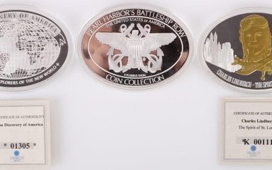 USA SILVER PLATED COMMEM. PROOF MEDALS W/ COA'S