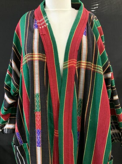 Unstructured Striped Woven Tunic w Embroidery