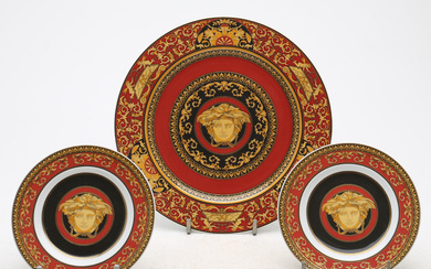 VERSACE. Set of large dish and two small “Medusa” dishes.