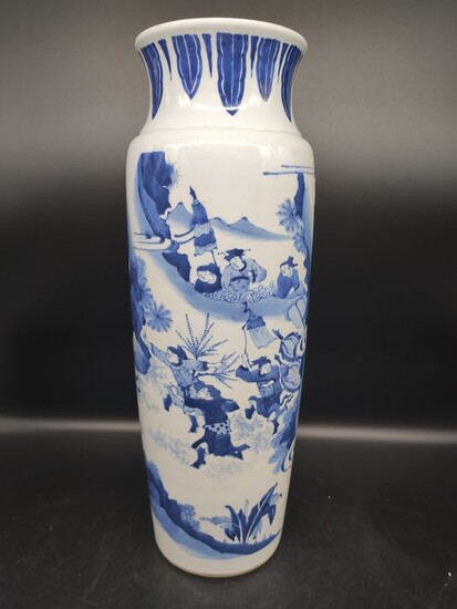 Vase - Blue and white - Porcelain - Warrior - China - Late 20th century