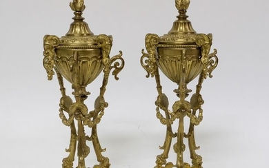 Vases and Covers (2) - Louis XVI Style - Bronze (gilt) - about 1900
