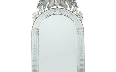 Venetian Style Etched Glass Wall Mirror