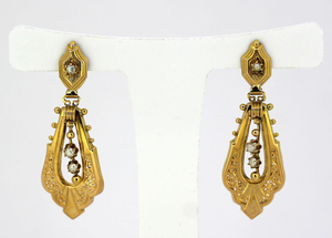 Victorian - 15 kt. Yellow gold - Earrings - Pearls
