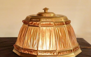 Vintage Tiffany Studios Linenfold Fabrique Abalone Desk Lamp