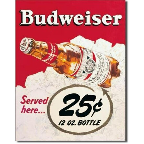 Vintage-style Budweiser Beer Metal Pub Bar Sign