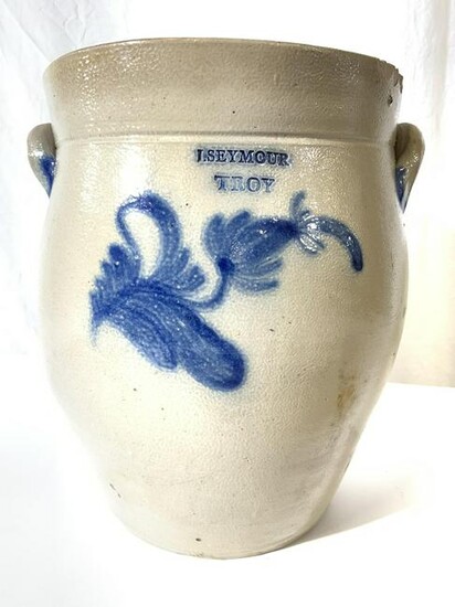 Vntg I SEYMOUR TROY Ceramic Jar W Handles