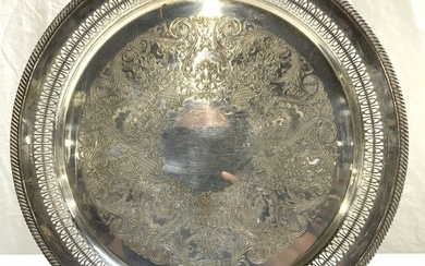 WM RODGES SILVERPLATED Etched Serving Platter