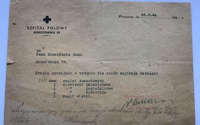 Warsaw Uprising - Rare Field Hospital Document 1944