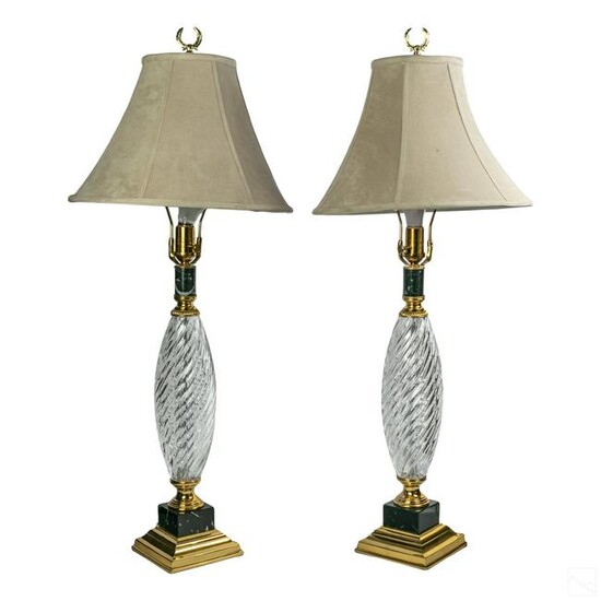 Waterford Irish Crystal Signed Swirl Table Lamps
