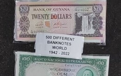 World. - 500 verschillende bankbiljetten uit de gehele wereld