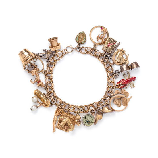 YELLOW GOLD AND GOLD-FILLED CHARM BRACELET