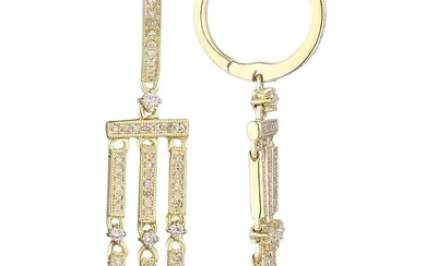 Yellow Gold Art Deco Diamond Cocktail Earrings