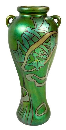 Zsolnay PÃ©cs Art Nouveau Frog Vase