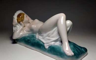 Zsolnay - Recumbent Nude Woman - Porcelain