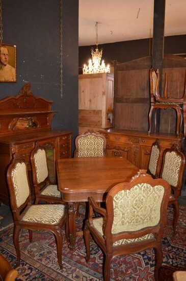 a dining room, a table, two armchairs and 6 chairs,...