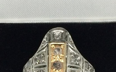 oro antico14 kt 585 White gold, Yellow gold - Ring - 1.00 ct Diamond - Diamonds