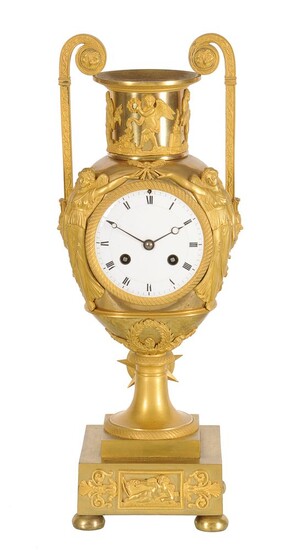 A French Empire ormolu ?amphora? mantel clock