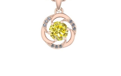0.75 Ctw i2/i3 Treated Fancy Yellow And White Dimaond 14K Rose Gold Pendant