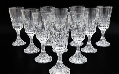 10 Baccarat France Crystal Glass Water Goblets in D'Assas, Signed