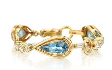 An Aquamarine and Diamond Bracelet