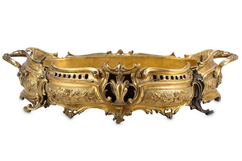 A LATE 19TH CENTURY FRENCH GILT BRONZE JARDINIERE in...