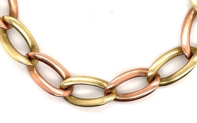 14 Karat Yellow & Rose Gold Twisted Curb Link Bracelet 19.2 Grams