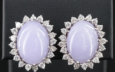 14K Jadeite and 1.68 CTW Diamond Earrings with GIA Report