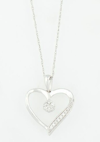 14K White Gold Heart Pendant, the pierced heart with a