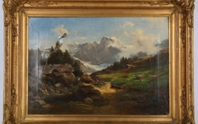 19th Century German school, 'An Alpine View', an...