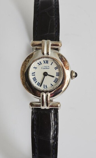 182-CARTIER: montre de femme « must de Cartier » modèle « Colisée » en argent, brace