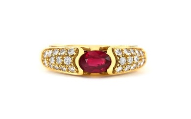 1970s Engagement Ring with Center Ruby and Diamonds