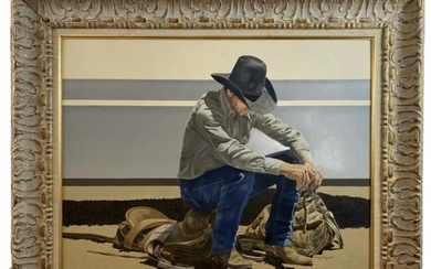 1982 Cowboy Oil Painting on Canvas by Walt Johnston