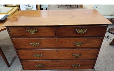 19TH CENTURY MAHOGANY CHEST OF 2 SHORT OVER 3 LONG DRAWERS O...