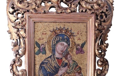 19th C. Micromosaic Icon Depicting Our Lady of Perpetual Help