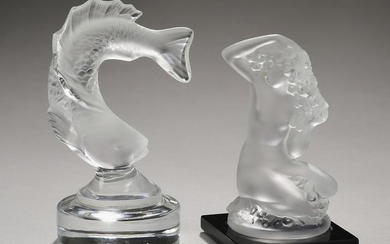 (2) Lalique France ornaments 'Goujon' and 'Floreal'