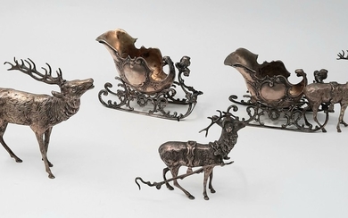 2 sledges and 3 reindeer's - silver