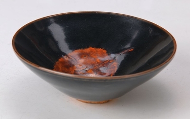 stoneware bowl, China, 12.-13th c., black glazed...
