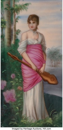 28082: A KPM Painted Porcelain Plaque in Giltwood Frame