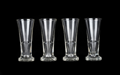 4 DRINKING GLASSES, pressed glass, 19th century.