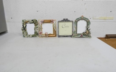 4 Decorative Frames incl Jeweled Jungle Frame 5"x3", Car Jeweled Frame 5"x5"