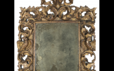 A 17th-century giltwood mirror (cm 101x76) (defects and restorations)